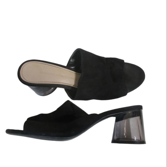 ZARA Faux Suede Lucite Heels, Size 40 - Picture 1 of 5